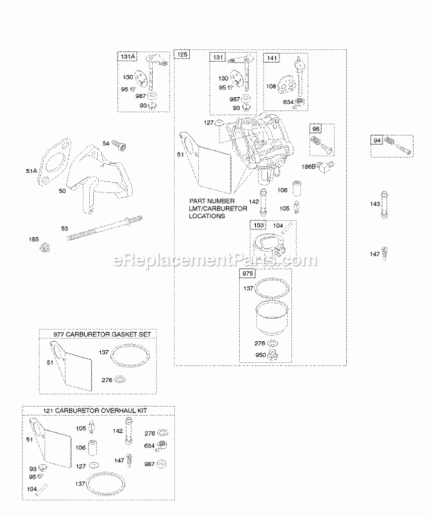 Page E Diagram and Parts List for 19E412-1134-E1  Briggs and Stratton Engine